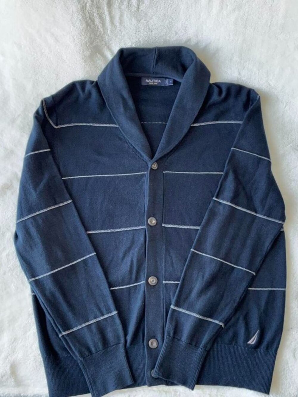 Nautica Men's Navy and Blue Cardigan